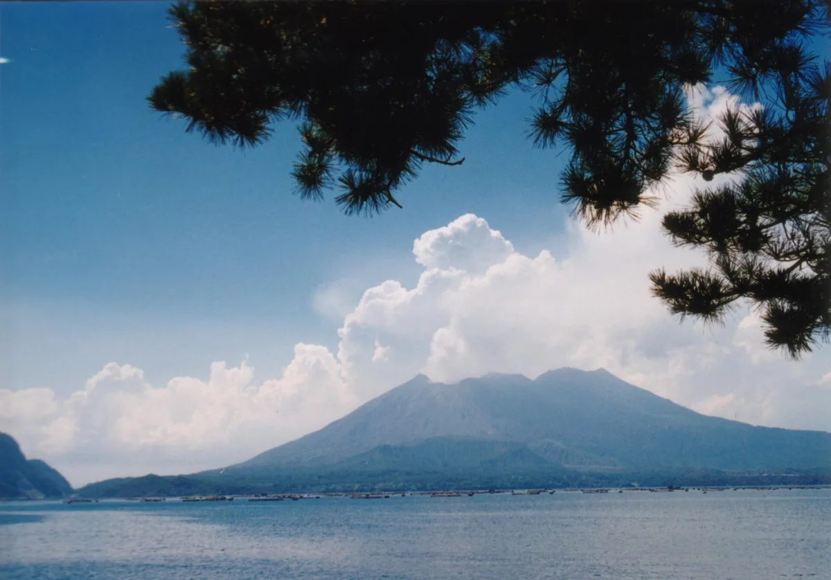 View of Sakurajima, Kagoshima Prefecture’s iconic volcanic island.