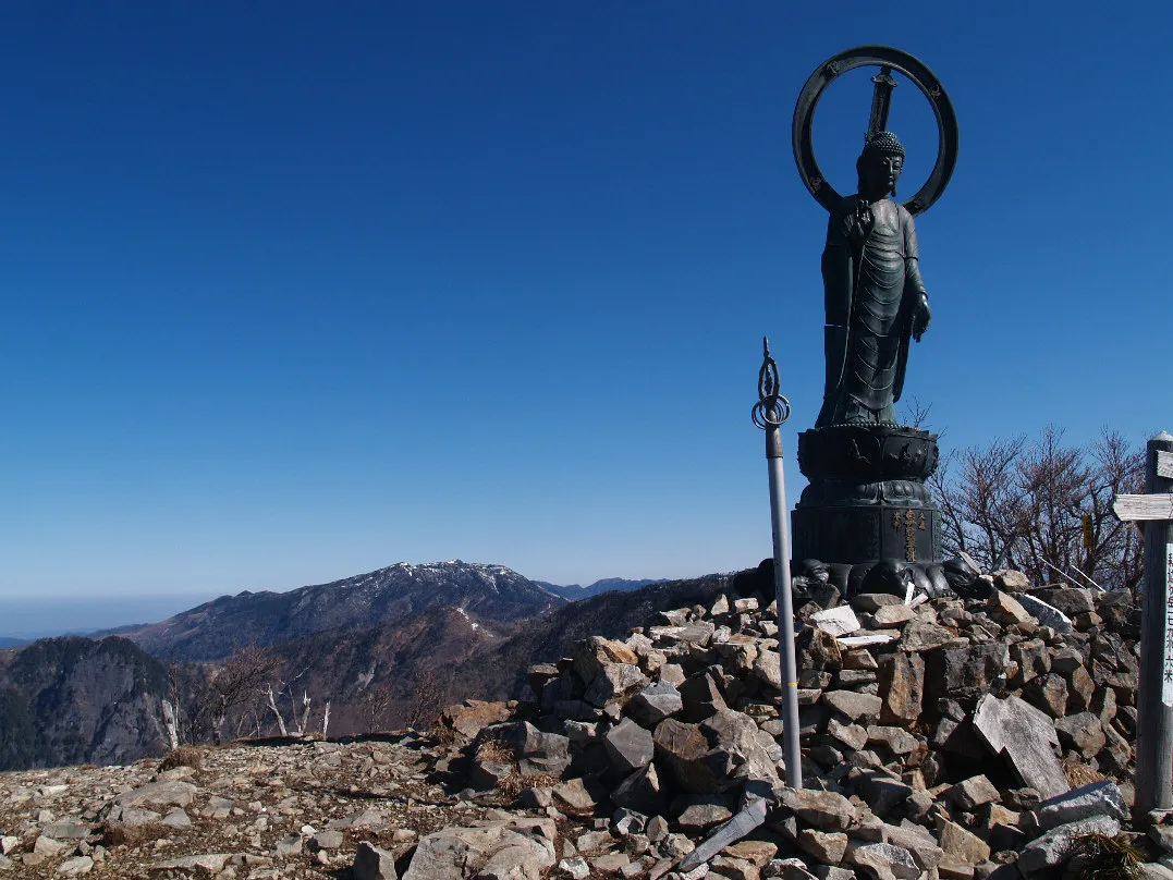 Mountain scenery viewed north from the summit of Mount Shaka in Nara Prefecture
