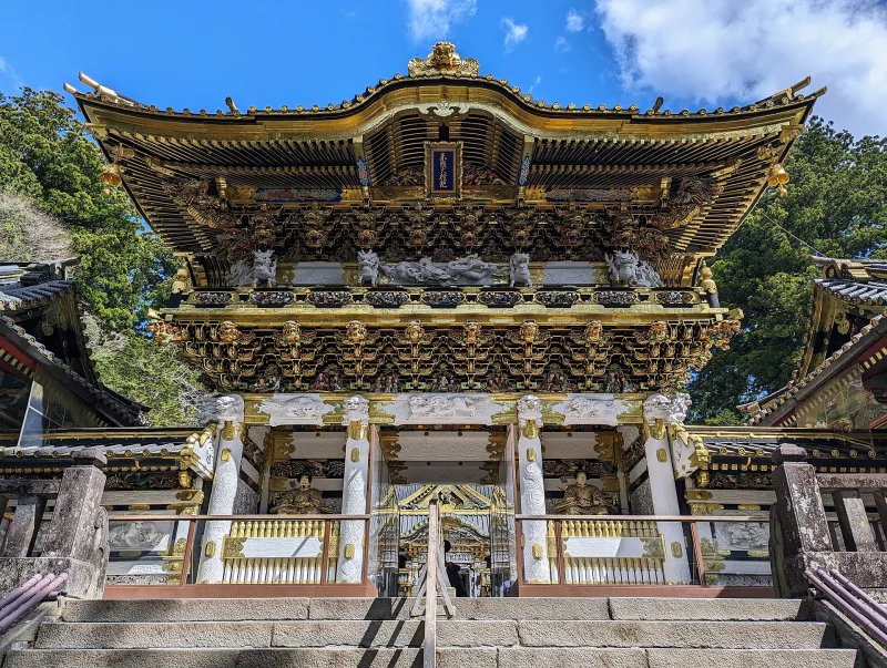 The ornate gilded Yomeimon gate at Nikko Toshogu Shrine