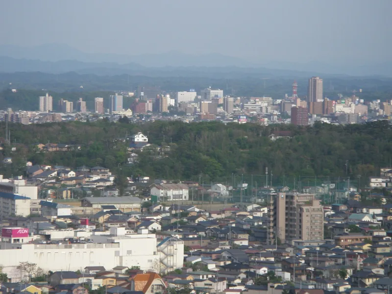 View from the Selion observation deck toward central Akita city