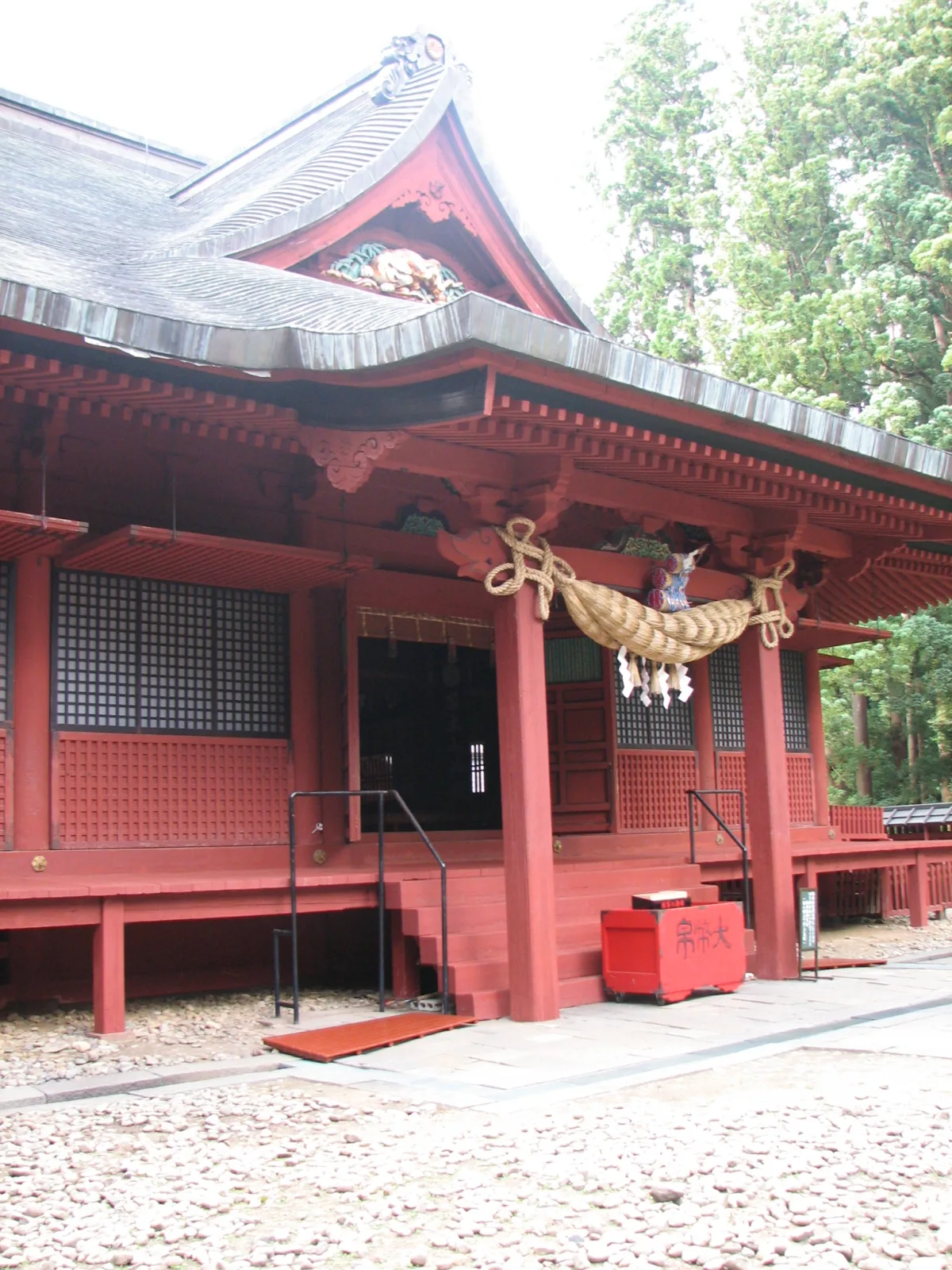 The ornate worship hall of Iwakiyama Shrine