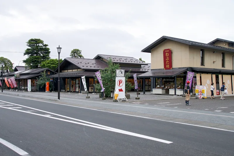 Street-side buildings of Tsugaru-han Neputa Mura in Hirosaki