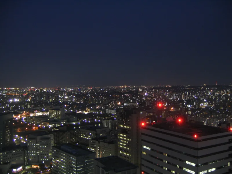 Night view of Fukuoka city lights seen from the Fukuoka Tower observation deck