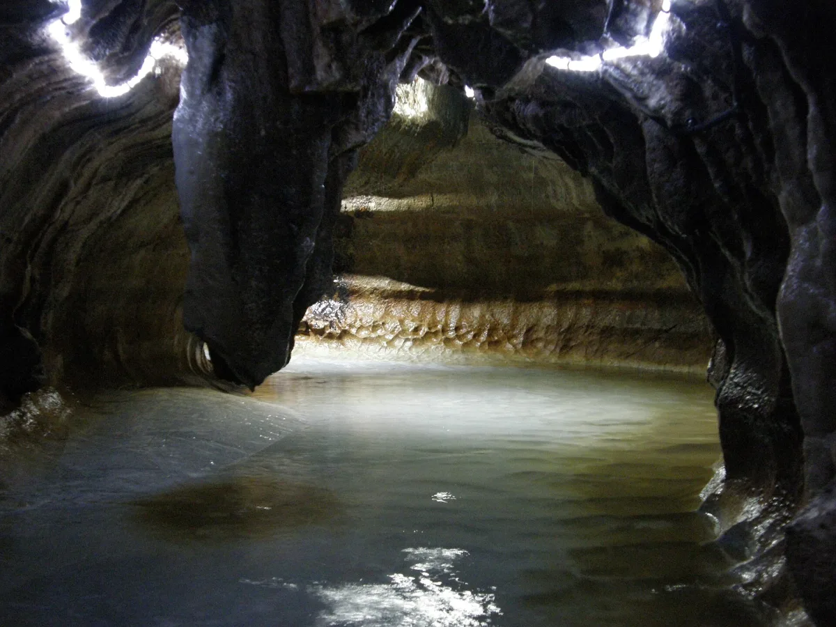 A view inside Senbutsu Limestone Cave.