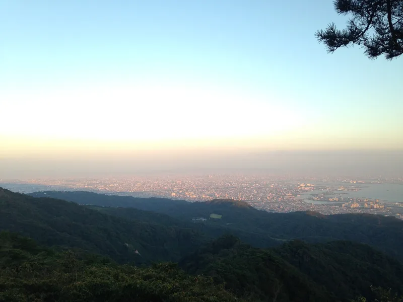 Dusk view toward Osaka from Rokko Garden Terrace