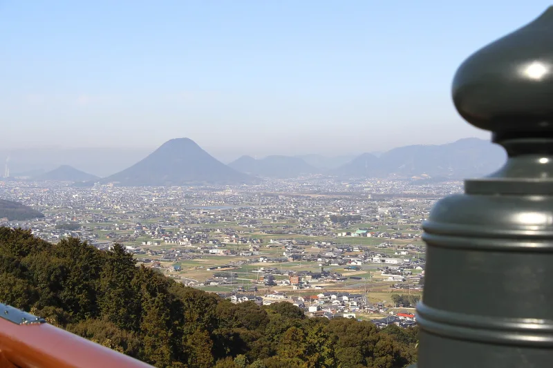View over the Sanuki Plain and cone-shaped hills from Kotohira-gu