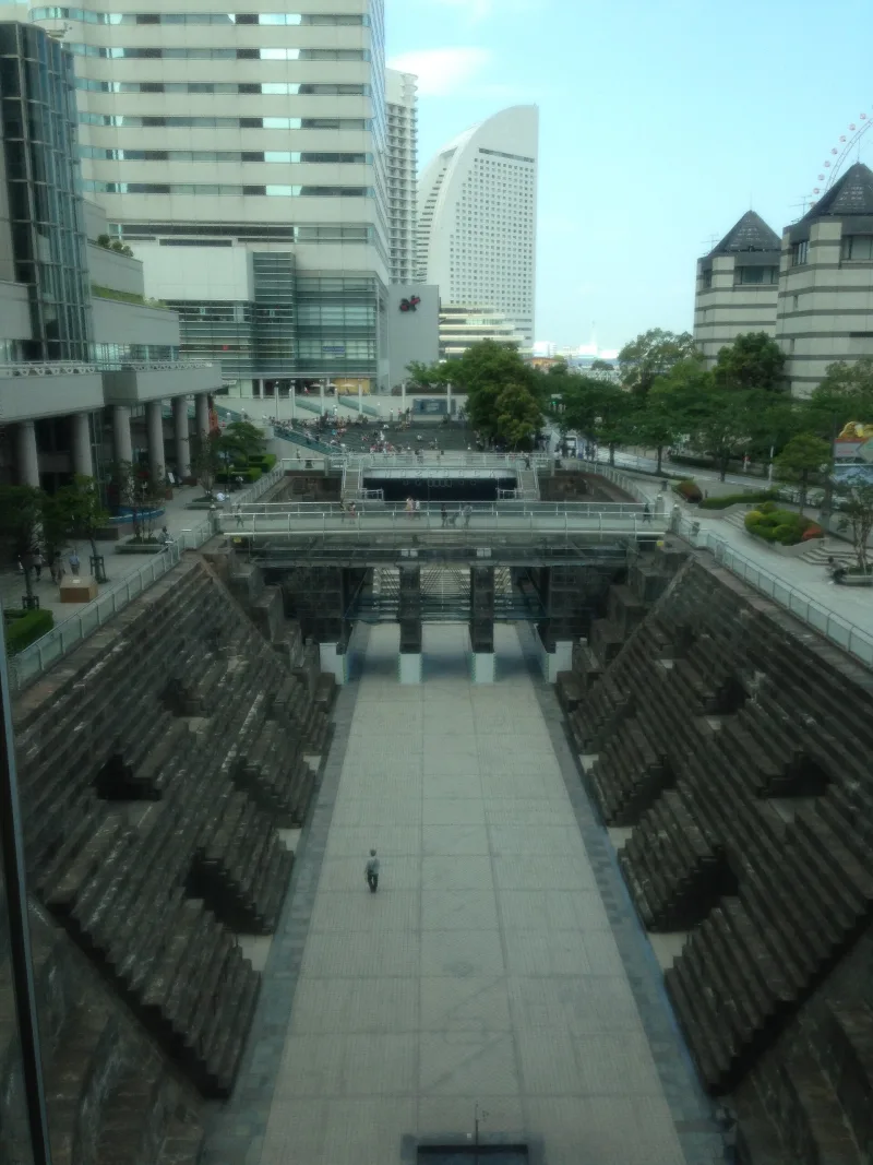 Dockyard Garden, the restored 1896 stone dry dock at the foot of Yokohama Landmark Tower