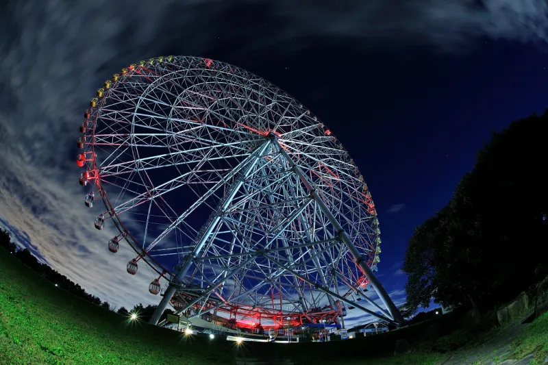 The Diamond and Flower Ferris Wheel at Kasai Rinkai Park lit up at night